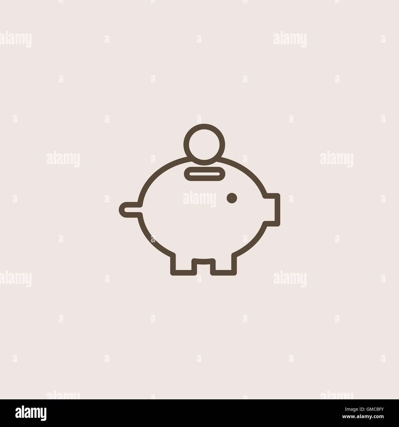 Piggy bank icon of brown outline for webpage Stock Vector Image & Art ...