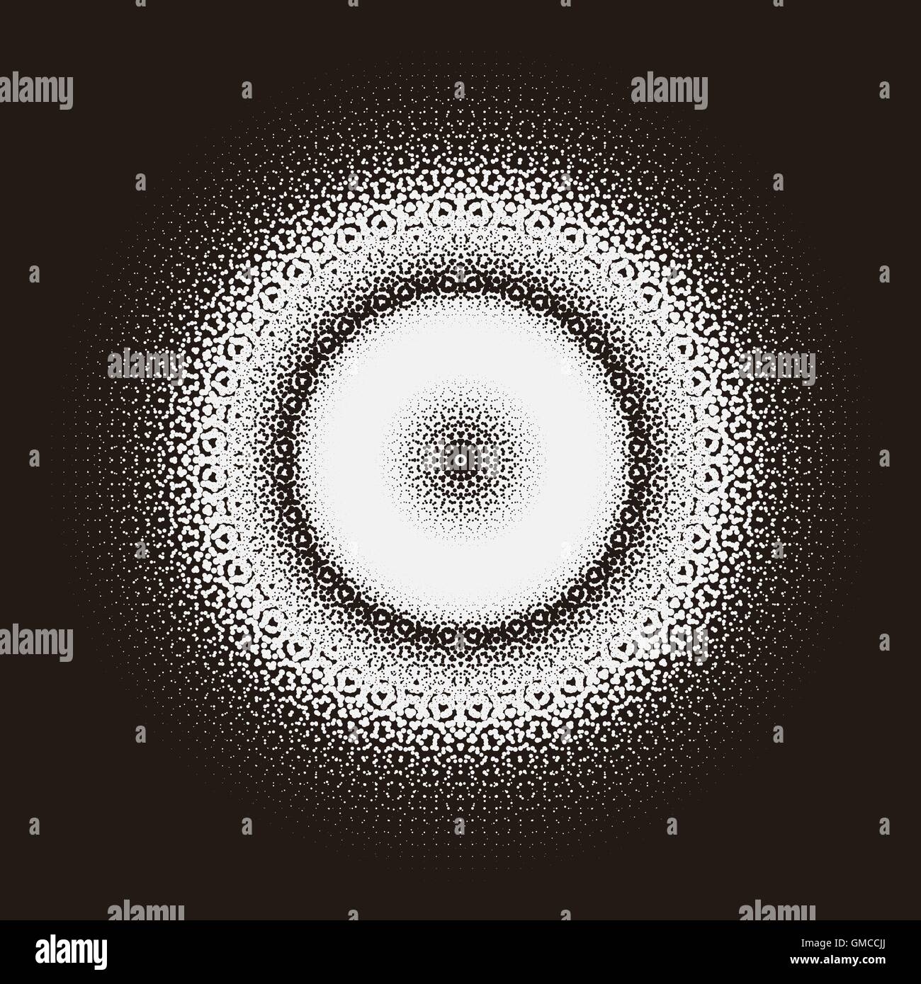 Mysterious pattern design with circular dotted halftone element Stock ...