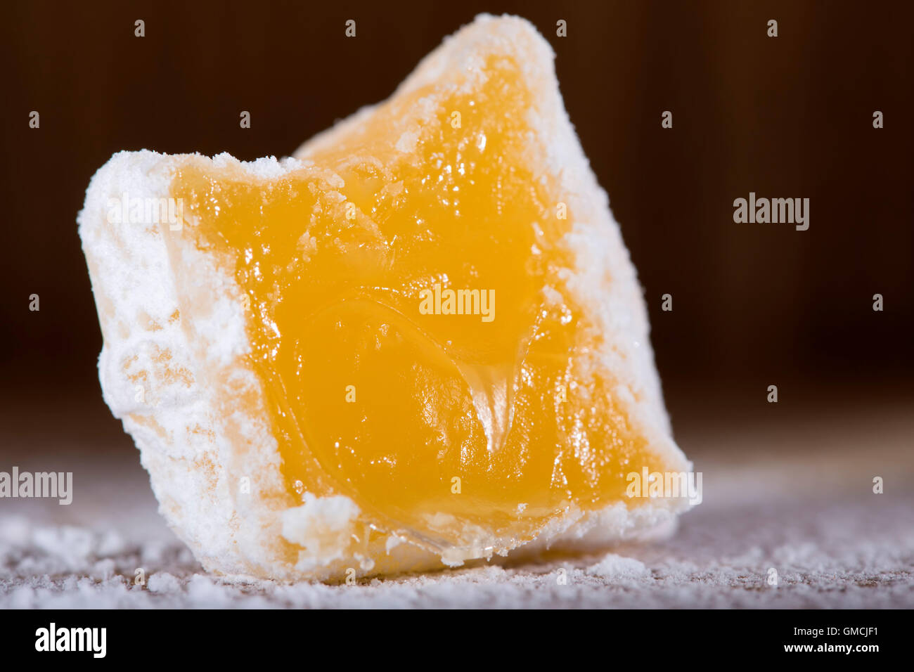 Close up of Turkish delight with powdered sugar Stock Photo