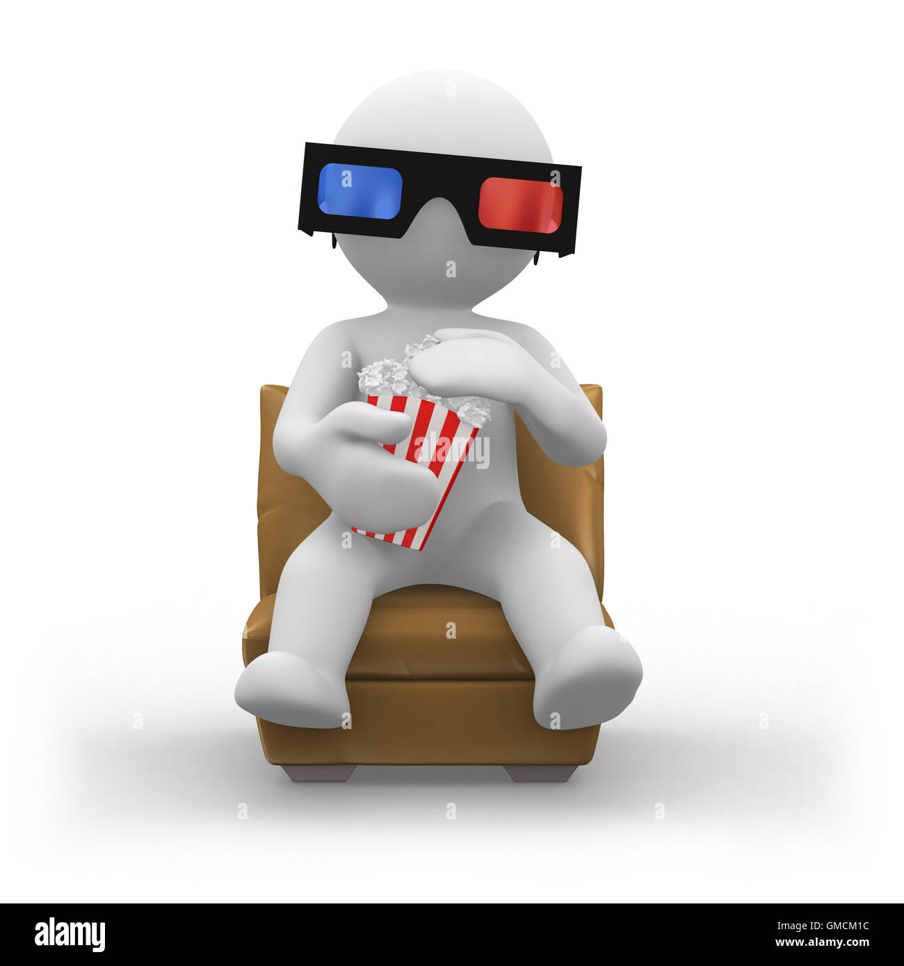 3d glasses with popcorn Stock Photo