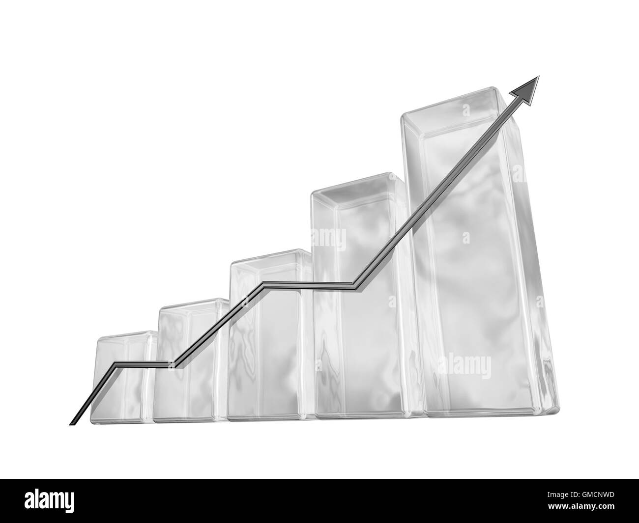 Arrow chart from glass Stock Photo