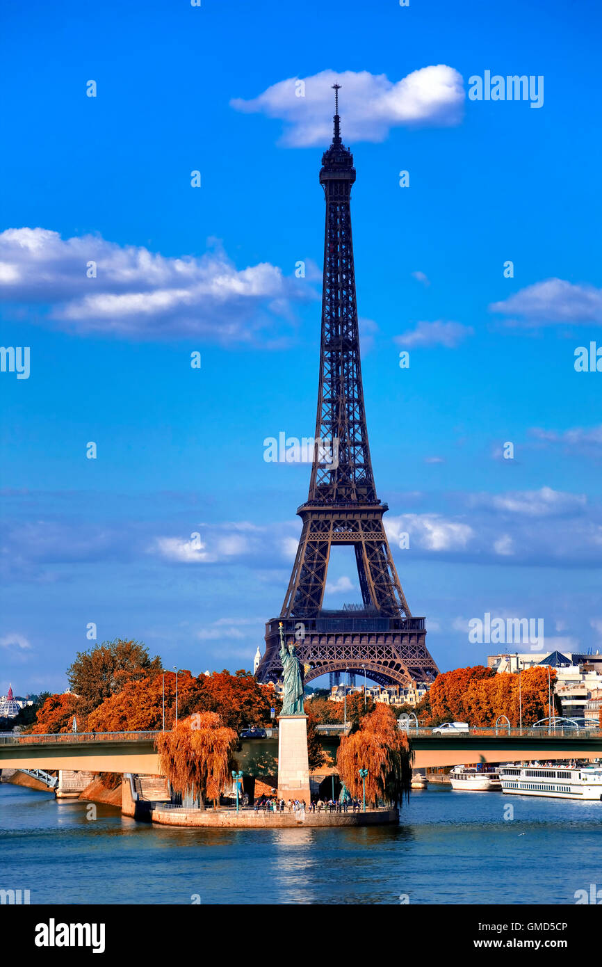 Eiffel tower and Seine river in Paris, France Stock Photo