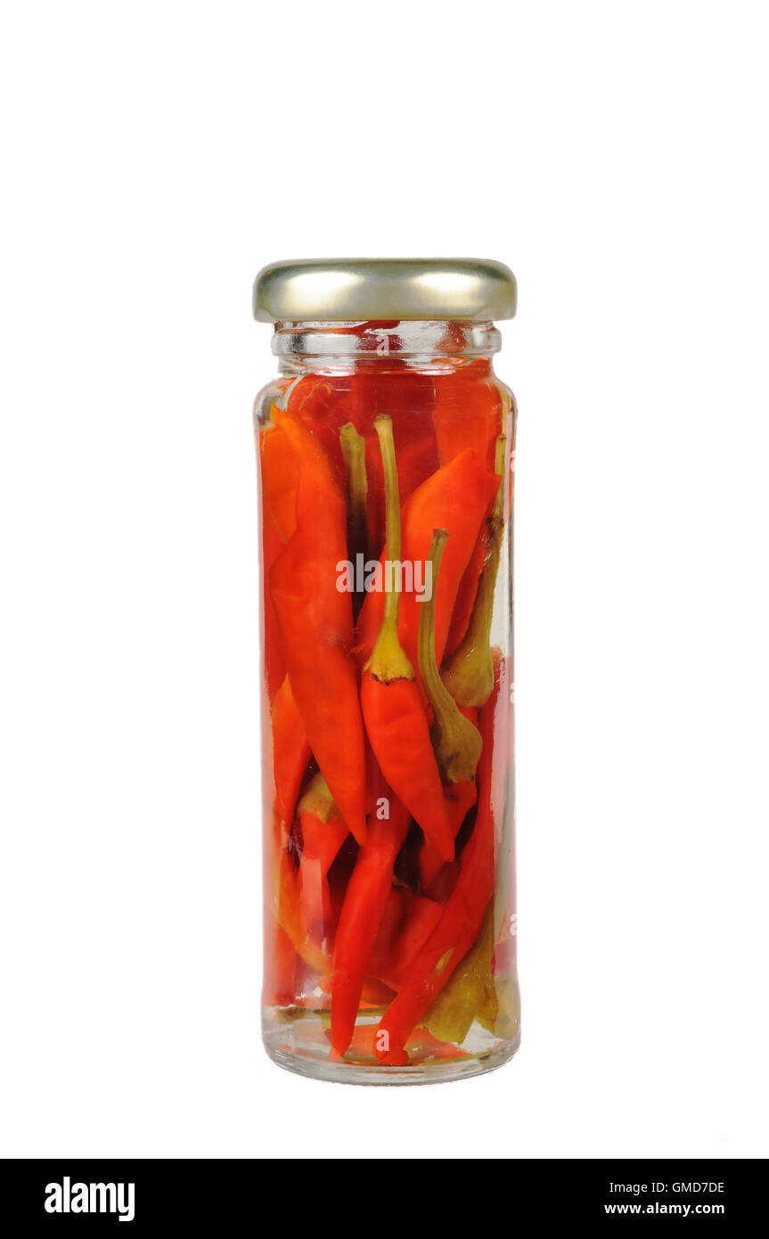 Canned red peppers in a jar Stock Photo Alamy