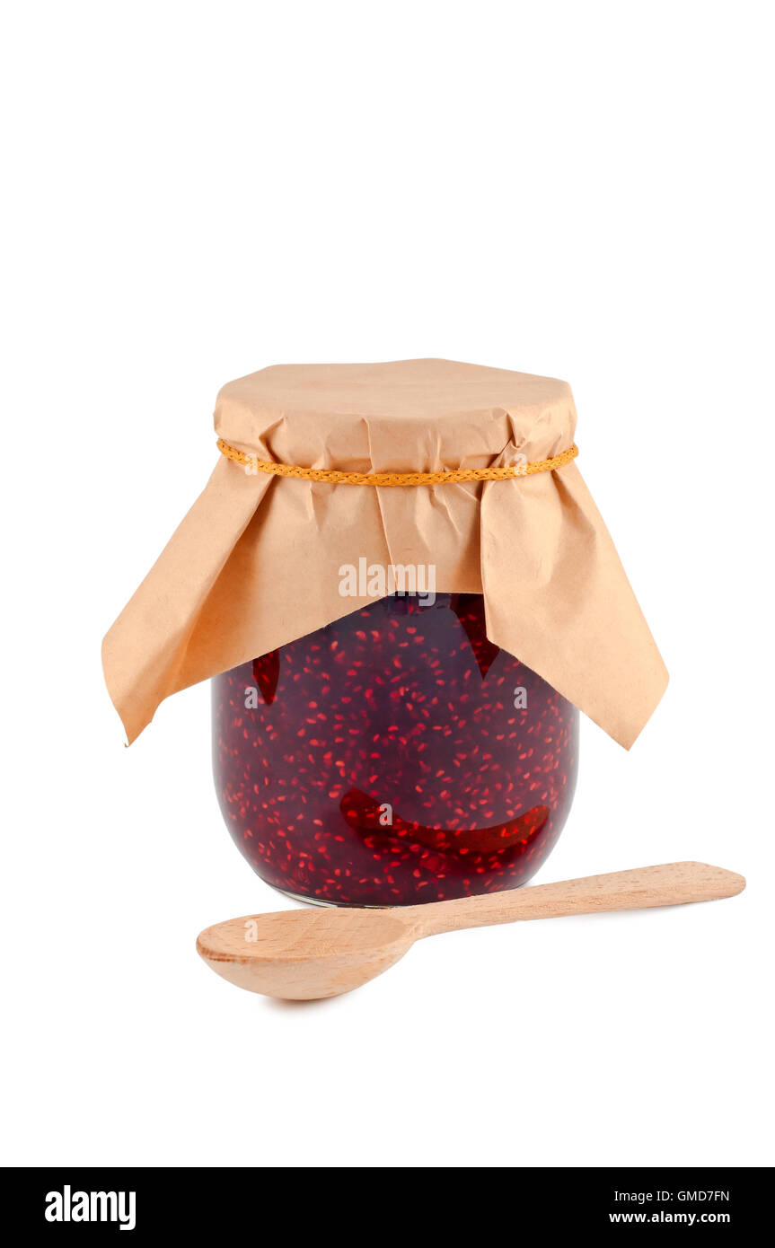 Jam in glass jar isolated on white background Stock Photo Alamy