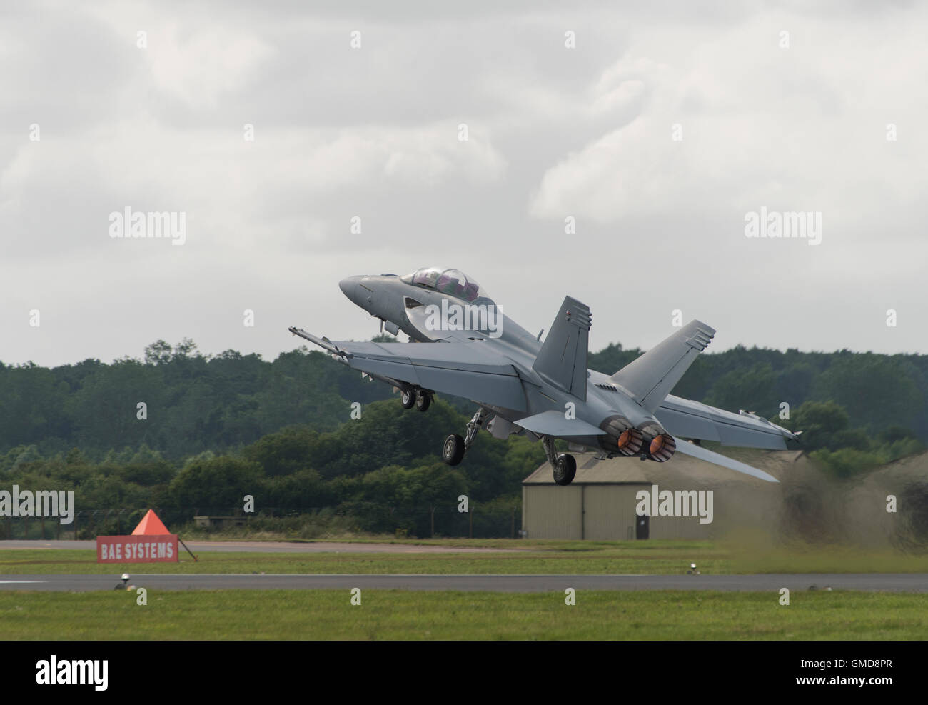 United States Navy Boeing F/A-18F Super Hornet multirole military fighter jet takes to display at the 2016 RIAT Stock Photo