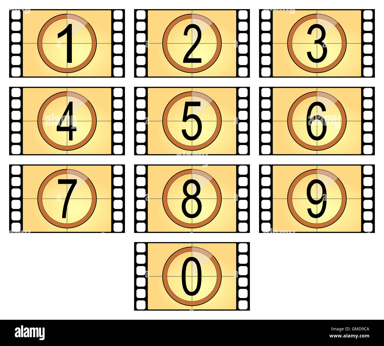 numbered filmstrips isolated in old style Stock Photo