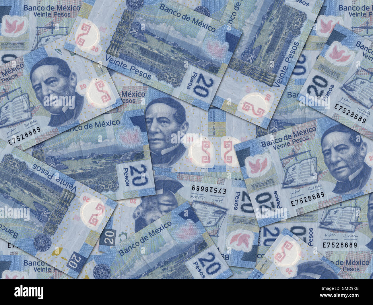 20 Mexican Pesos Background Stock Photo