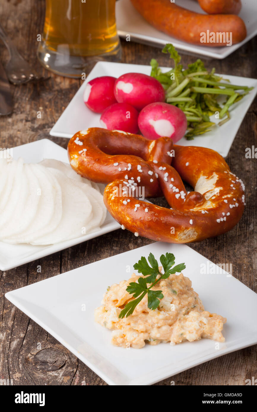 bavarian specialities on small plates Stock Photo