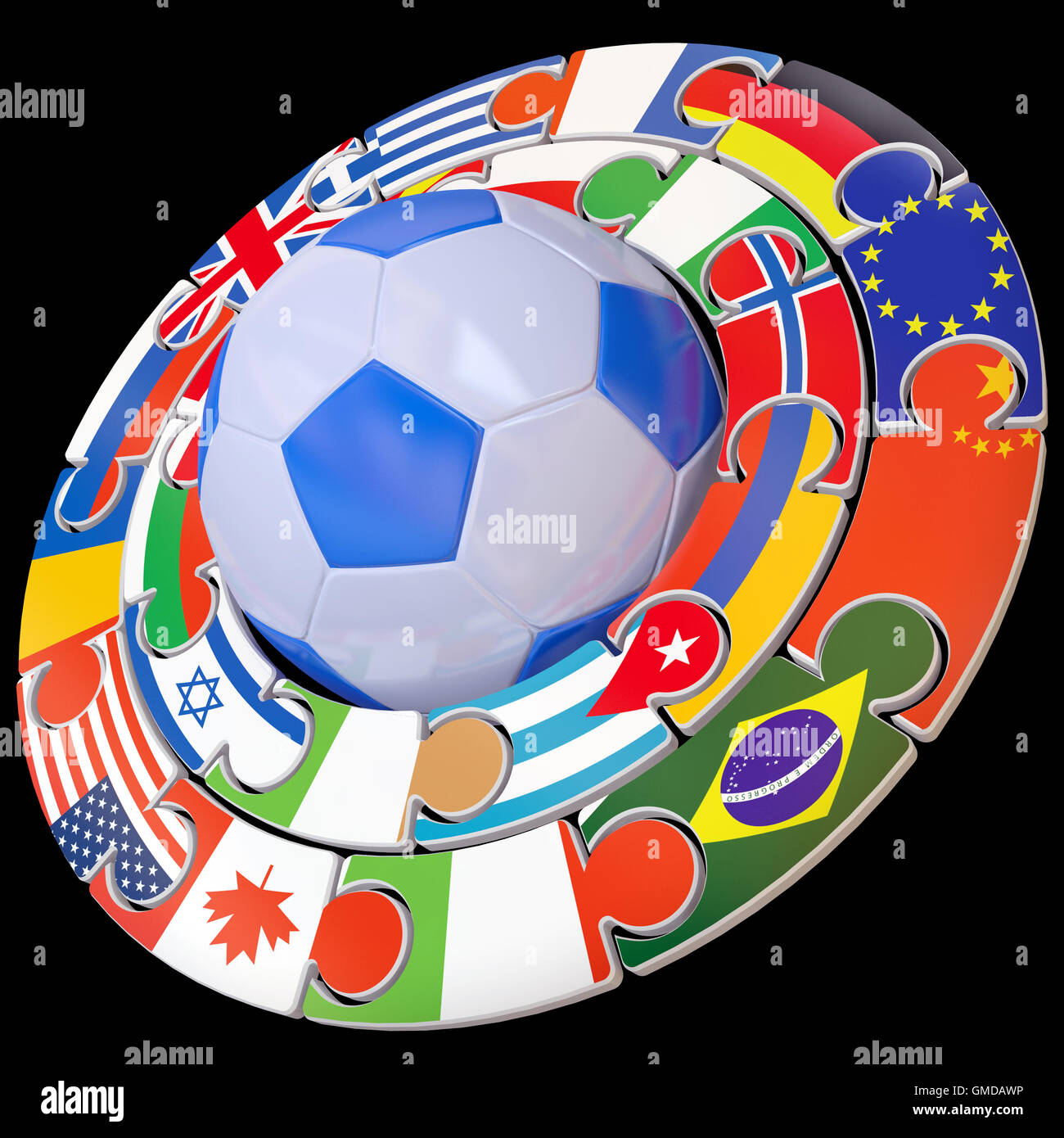 Football and set of flags Stock Photo Alamy