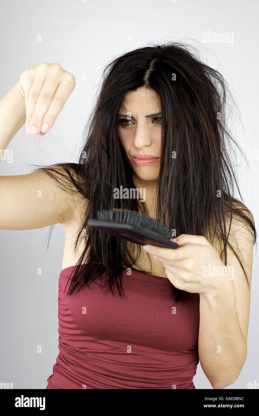 Gorgeous female model sic of loosing hair Stock Photo