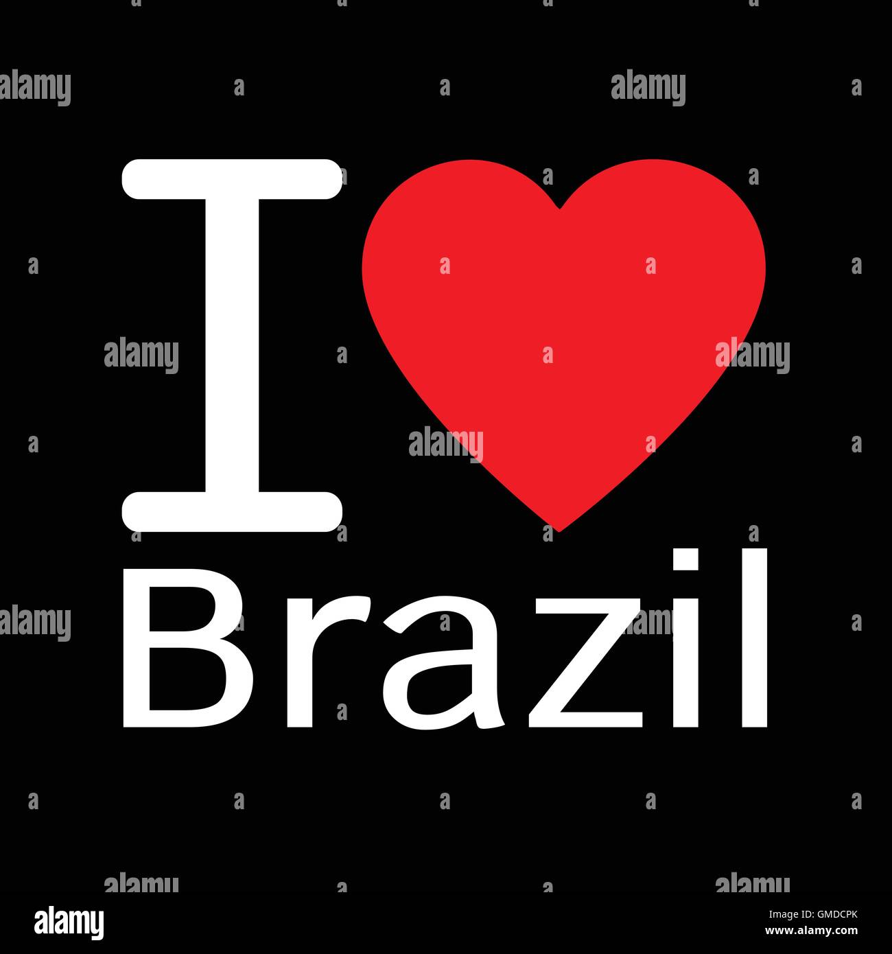 i love Brazil lettering illustration design with heart sign Stock