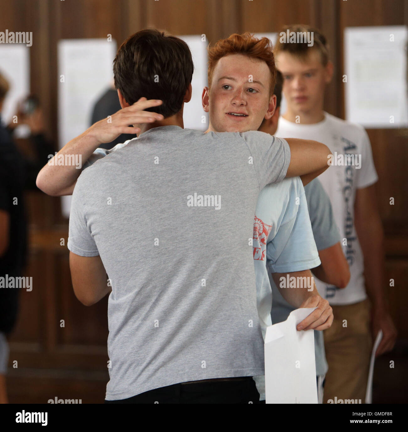 Pupils receive their GCSE results at King's College School in Wimbledon ...