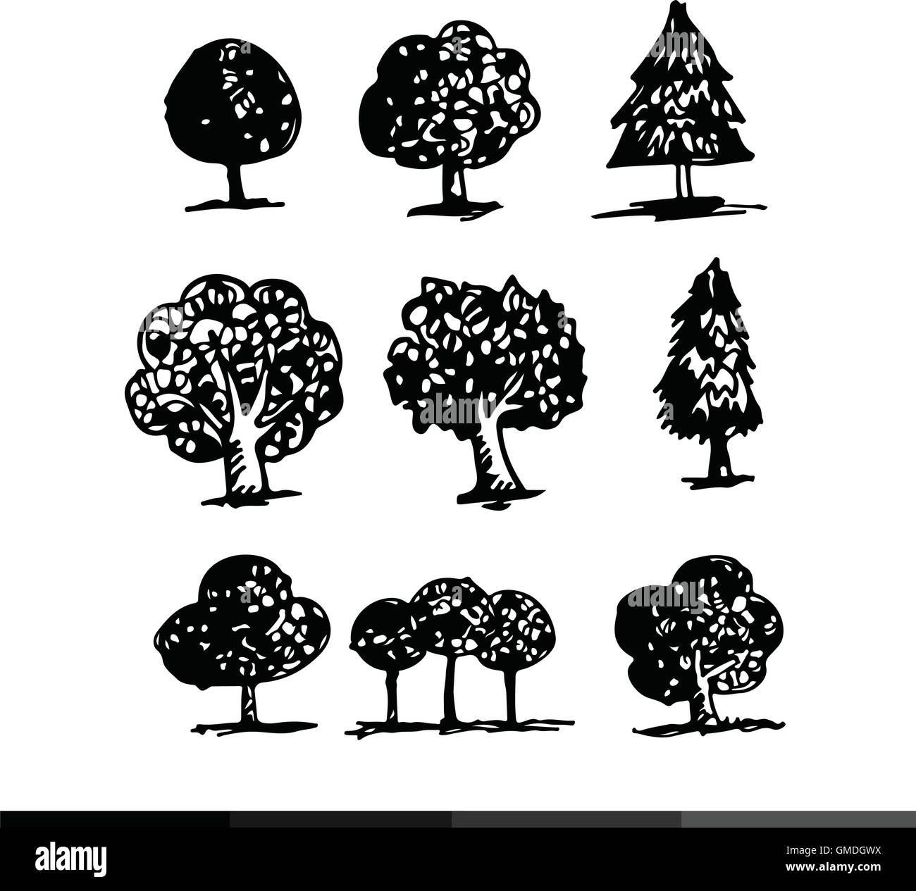 Hand Draw Tree Icon Illustration design Stock Vector Image & Art - Alamy