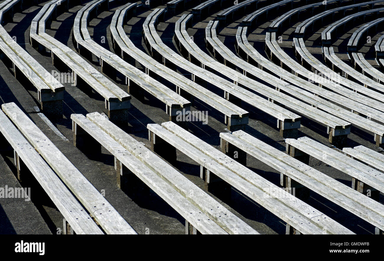 Empty seats at Scarborough Cricket Club, North Yorkshire, England UK Stock Photo
