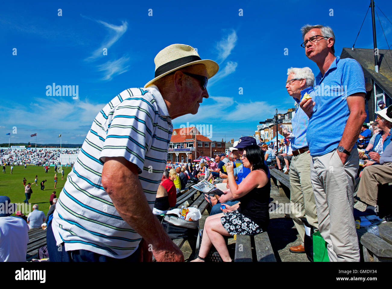 The crowd at Scarborough Cricket Club, North Yorkshire, England UK