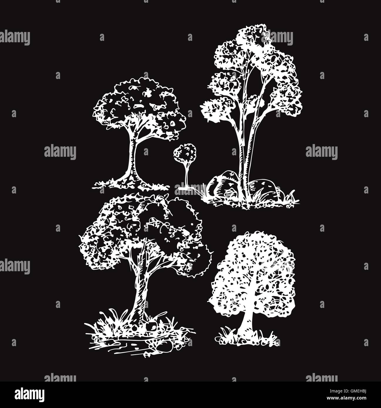 Hand Draw Tree Icon Illustration design Stock Vector Image & Art - Alamy