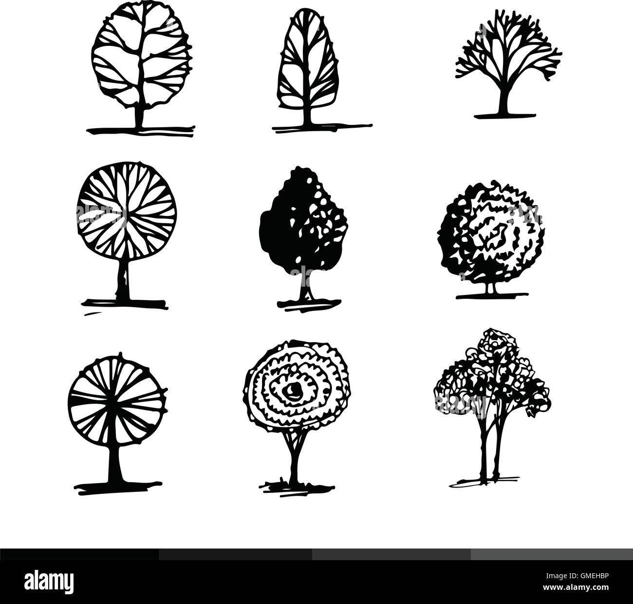 Hand Draw Tree Icon Illustration design Stock Vector Image & Art - Alamy