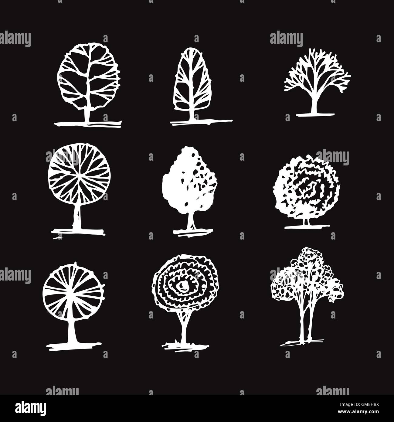 Hand Draw Tree Icon Illustration design Stock Vector Image & Art - Alamy