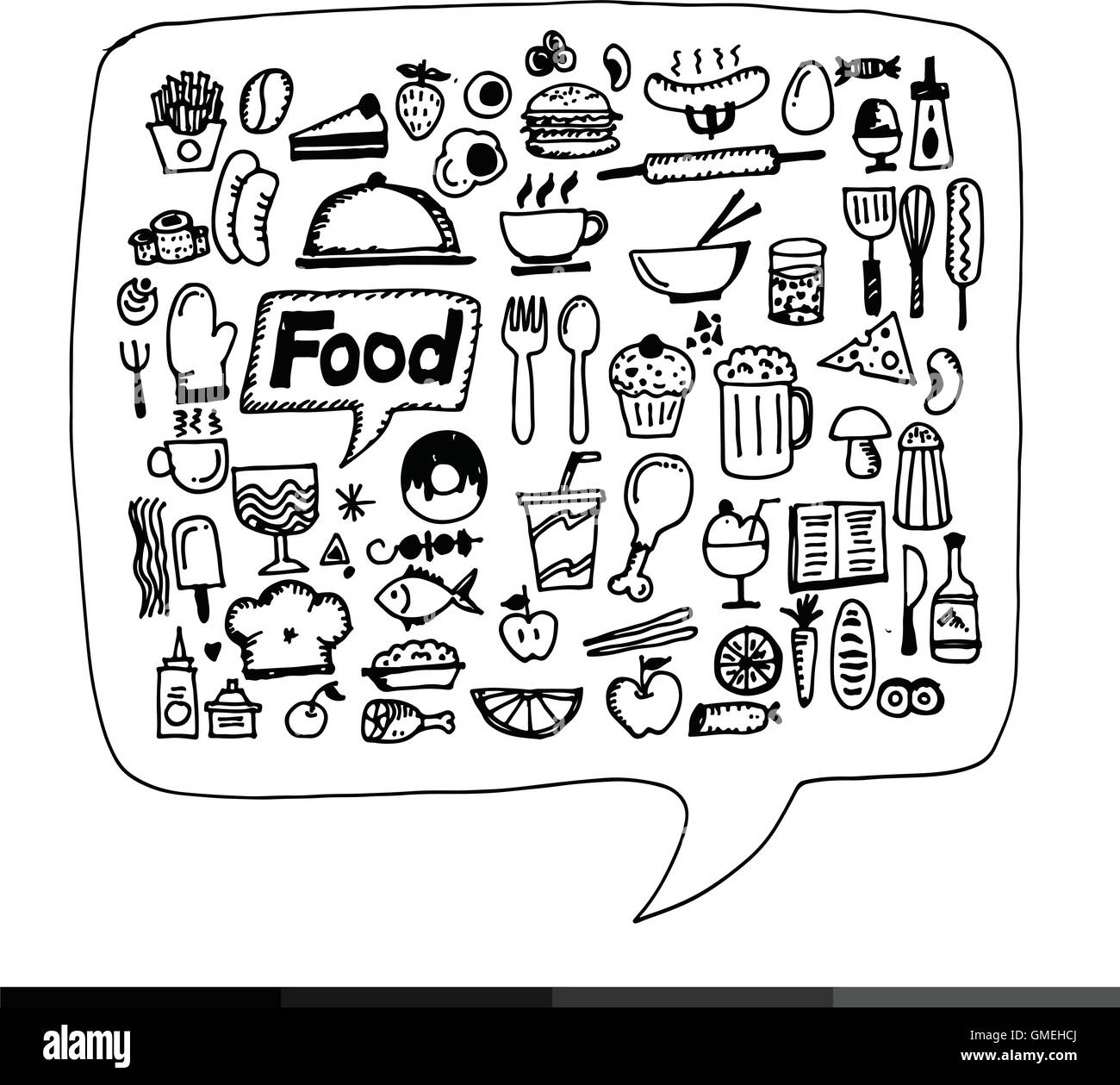 Freehand drawing food icons Illustration design Stock Vector Image ...