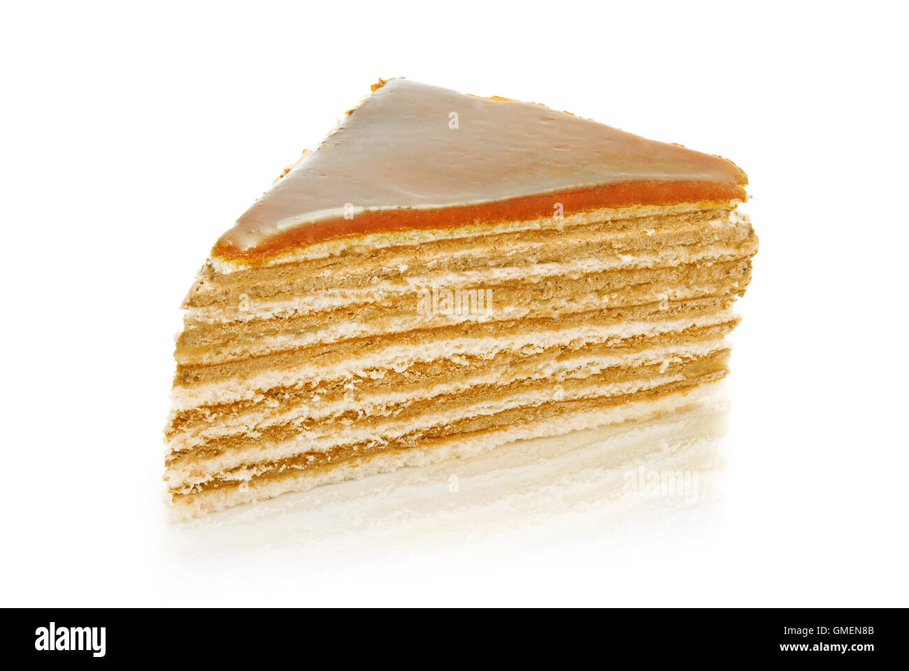 caramel toping cake piece Stock Photo