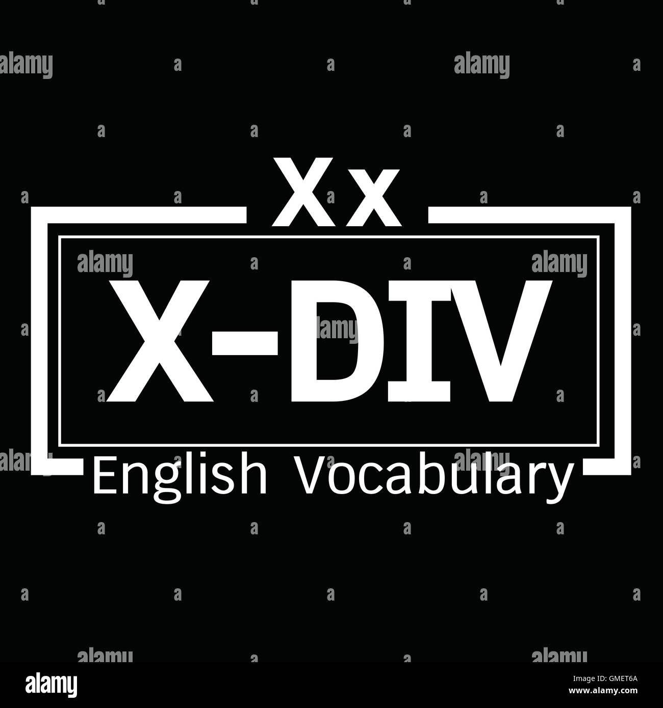 X-DIV english word vocabulary illustration design Stock Vector Image ...
