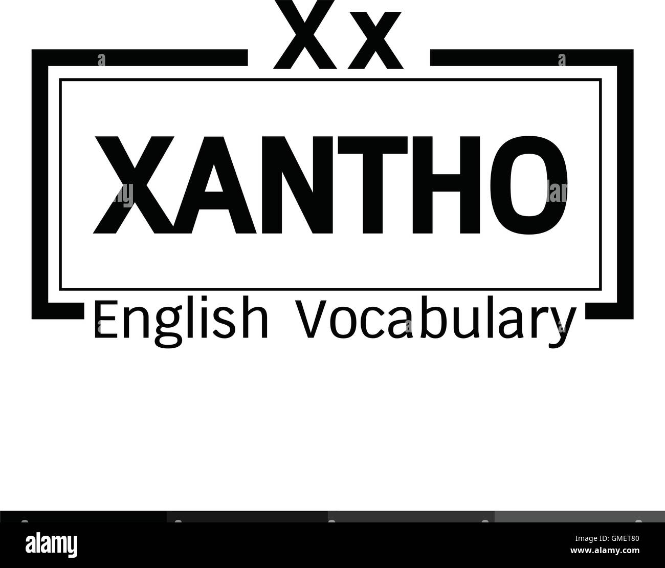 XANTHO english word vocabulary illustration design Stock Vector