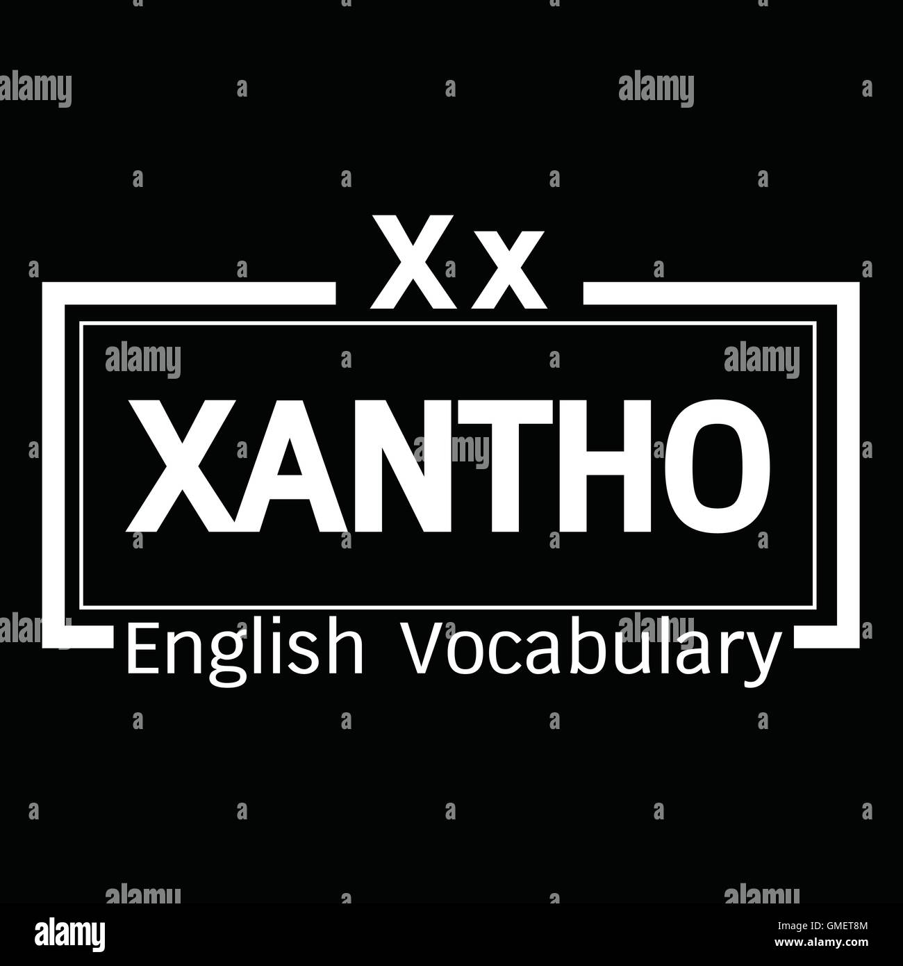 XANTHO english word vocabulary illustration design Stock Vector