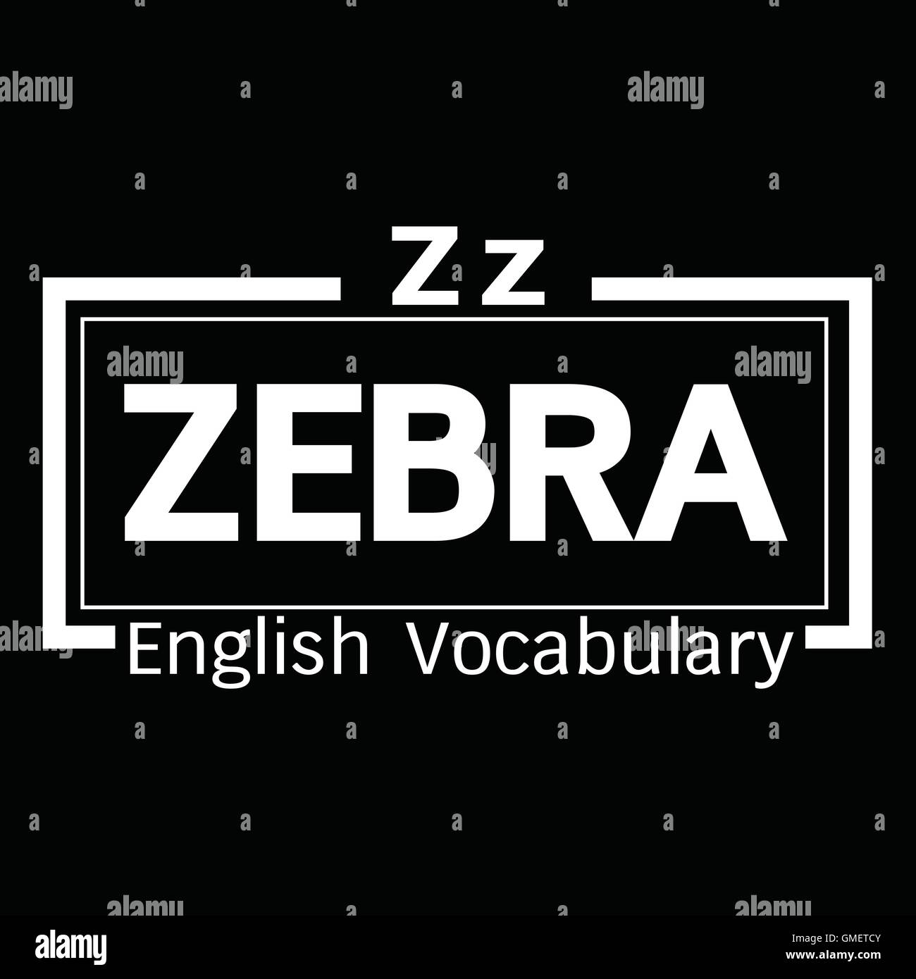 ZEBRA english word vocabulary illustration design Stock Vector Image