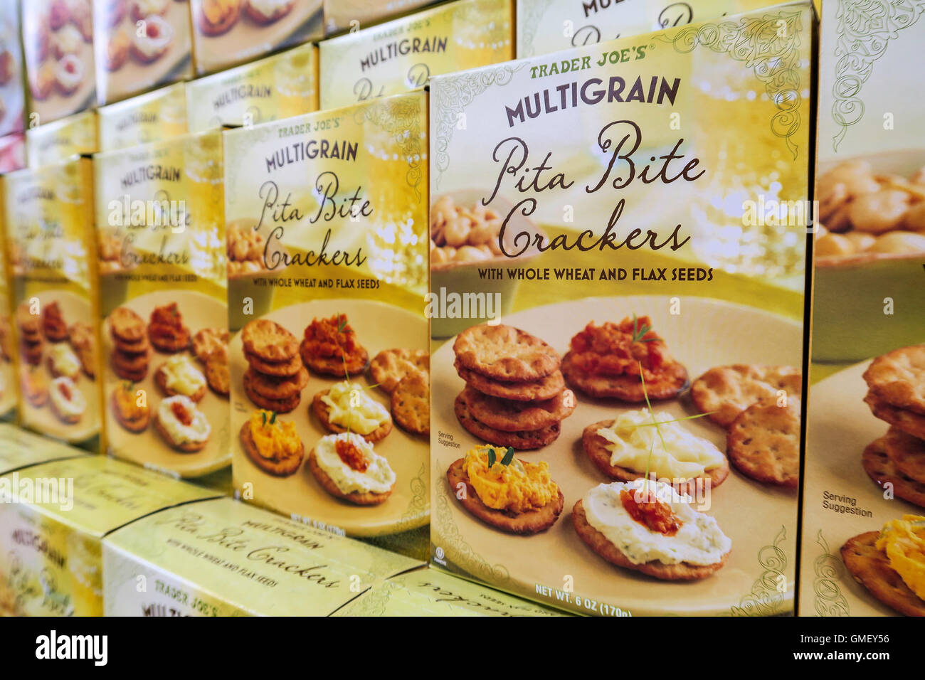Pita Snack Crackers, Trader Joe's Specialty Grocery Store, NYC Stock
