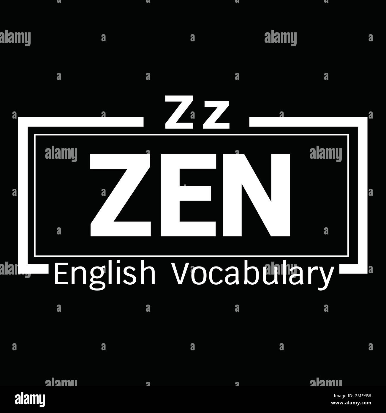 ZEN english word vocabulary illustration design Stock Vector Image