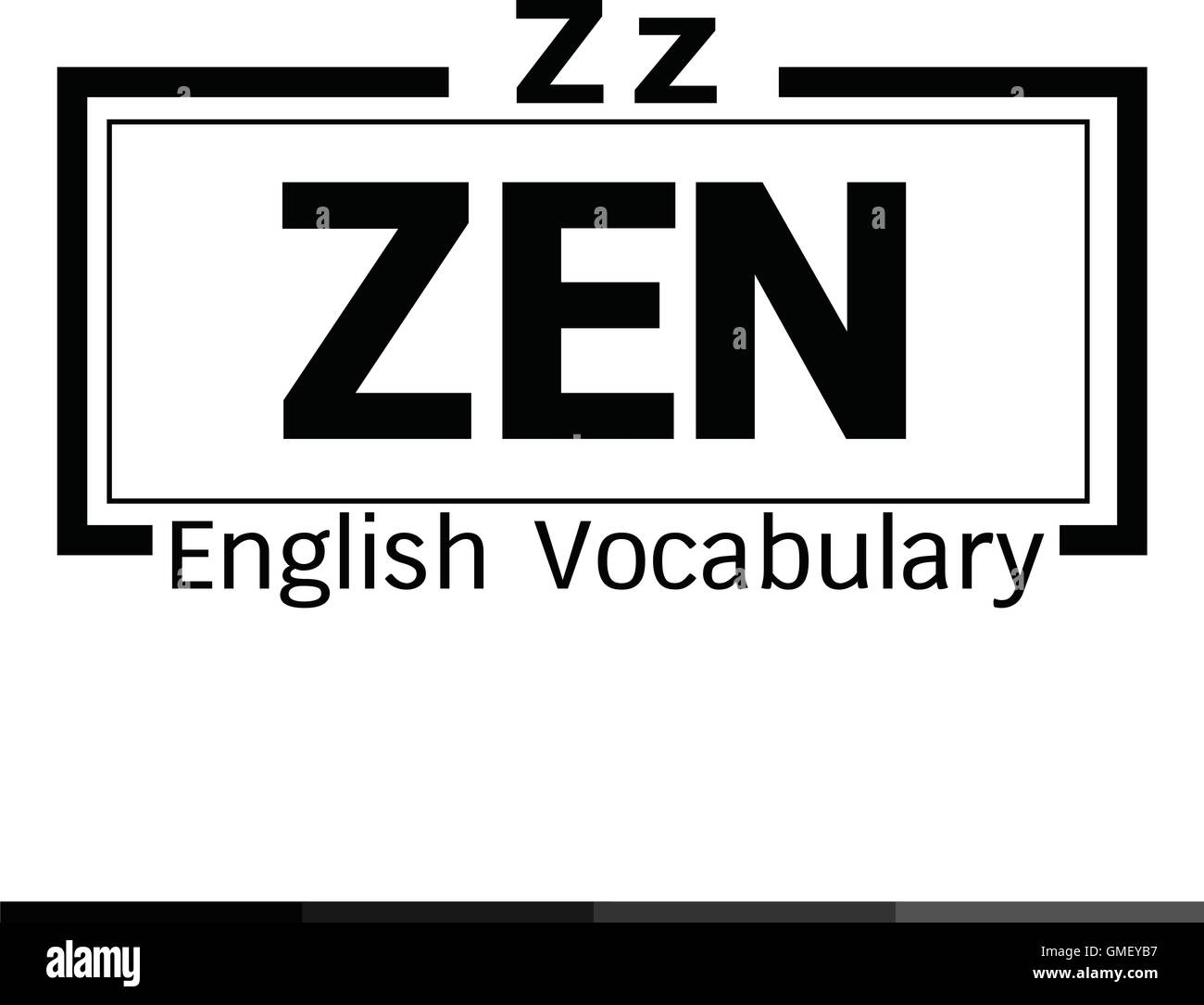 ZEN english word vocabulary illustration design Stock Vector Image