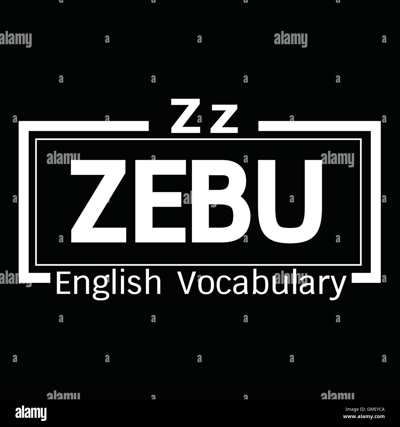 ZEBU english word vocabulary illustration design Stock Vector Image