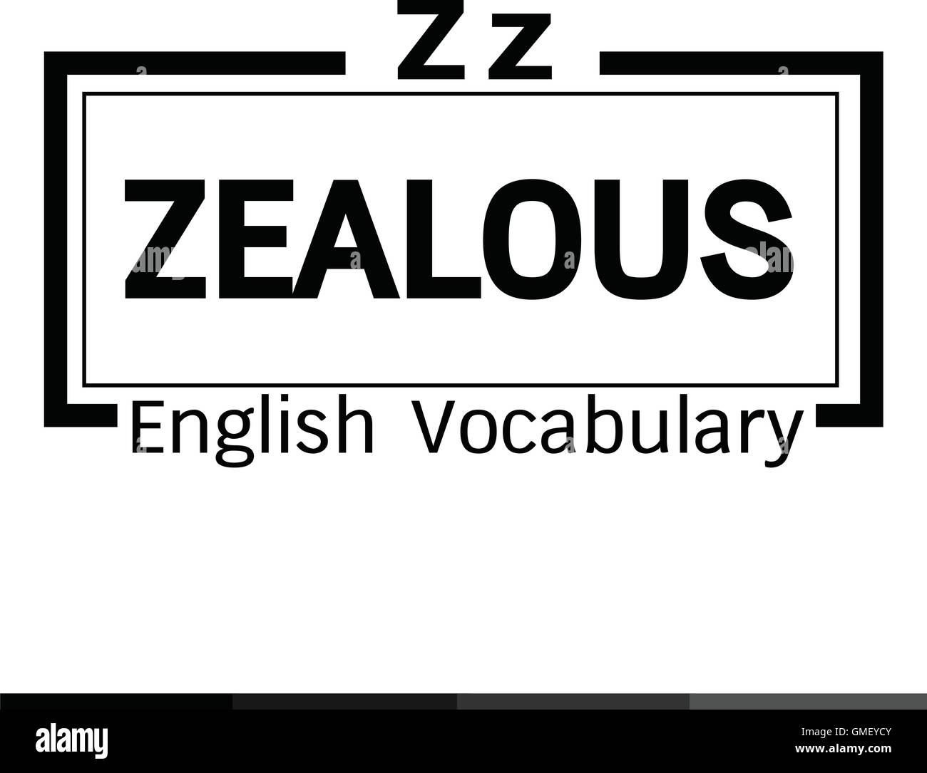 ZEALOUS english word vocabulary illustration design Stock Vector Image