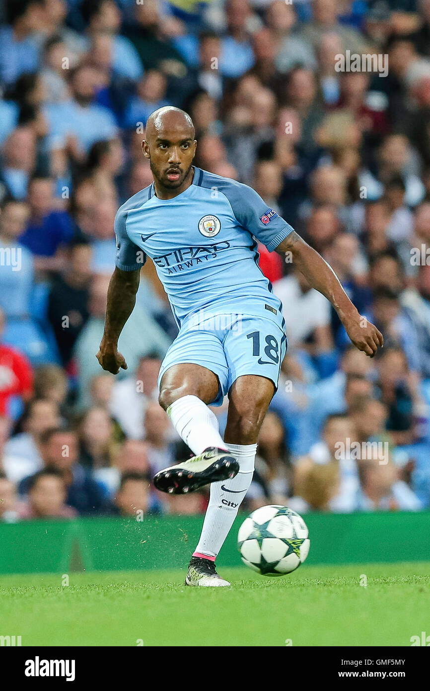 Manchester, UK. 24th Aug, 2016. Fabian Delph (Man C) Football/Soccer : Fabian Delph of Manchester City during the UEFA Champions League Play-off second leg match between Manchester City and Steaua Bucharest at Etihad Stadium in Manchester, England . © AFLO/Alamy Live News Stock Photo