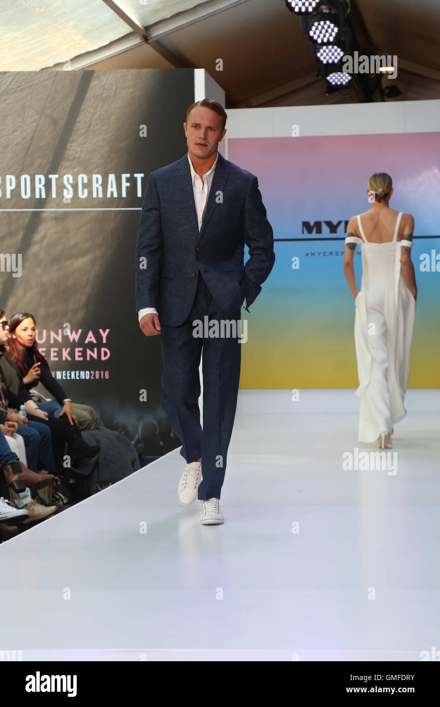Sydney, Australia. 27th Aug, 2016. Models showcase designs by