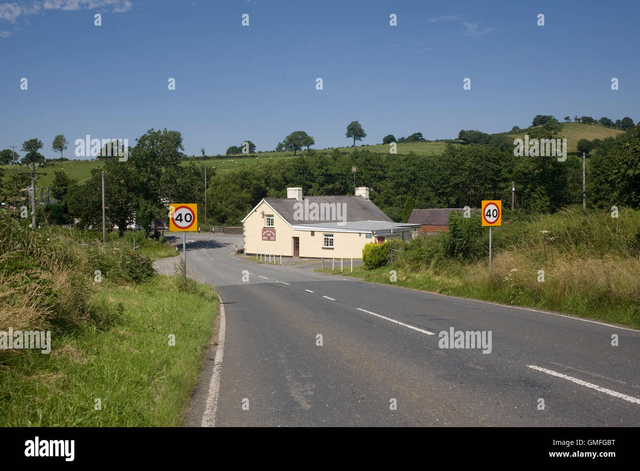 Bridgend Inn at junction of B4302 and A482 in Crugybar Stock Photo - Alamy