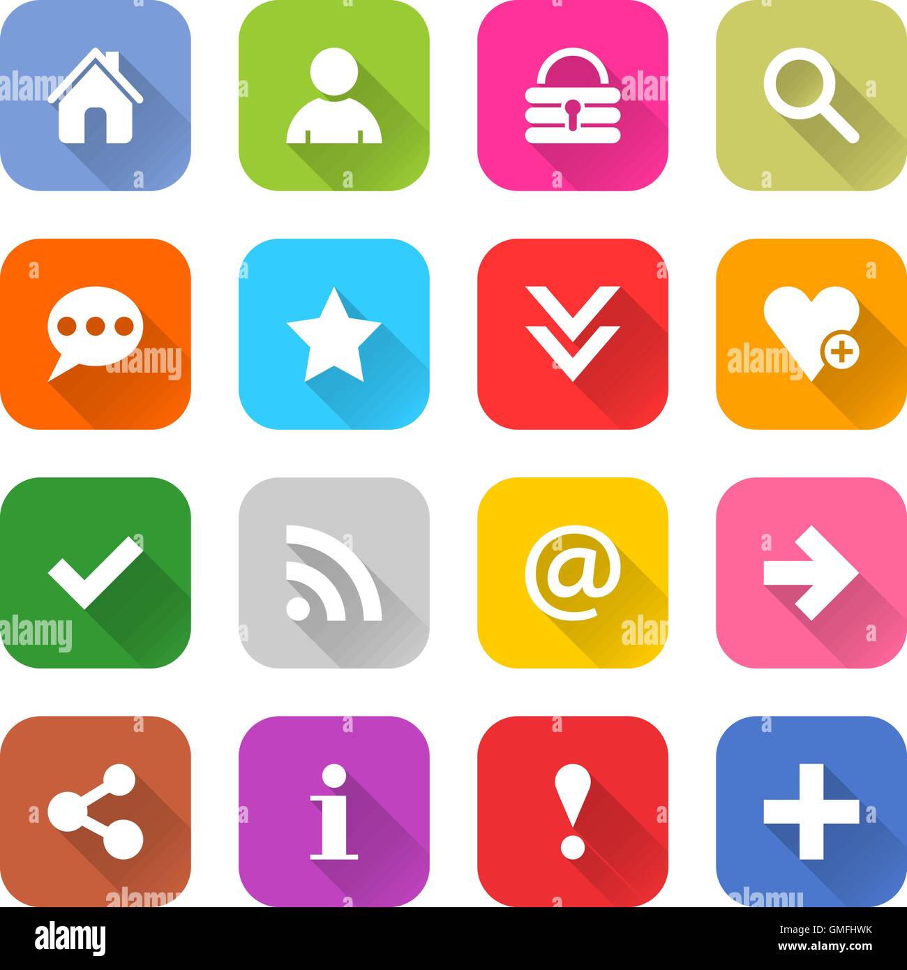 16 basic icon set 05 white sign on color. Web internet button on white ...