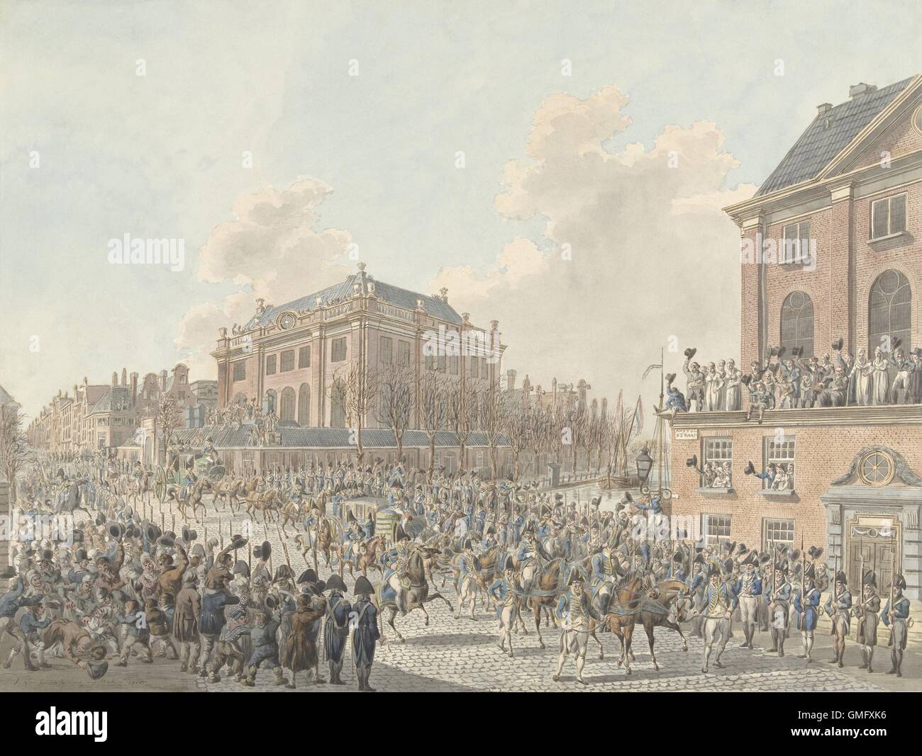 Welcome of Louis Napoleon as King of Holland, Amsterdam, April 20, 1808, by Jan Anthonie Langendijk Dzn, Dutch drawing with color (BSLOC_2016_2_252) Stock Photo