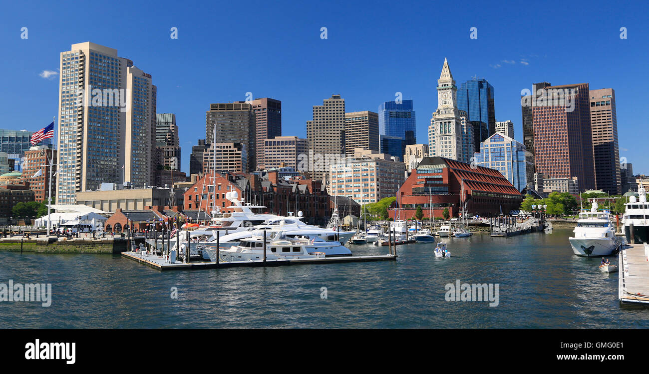 Boston skyline and harbor, USA Stock Photo