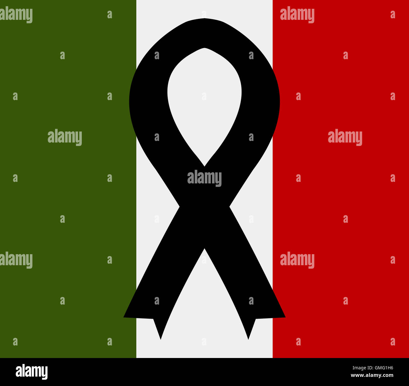 italy flag with mourning ribbon Stock Photo - Alamy