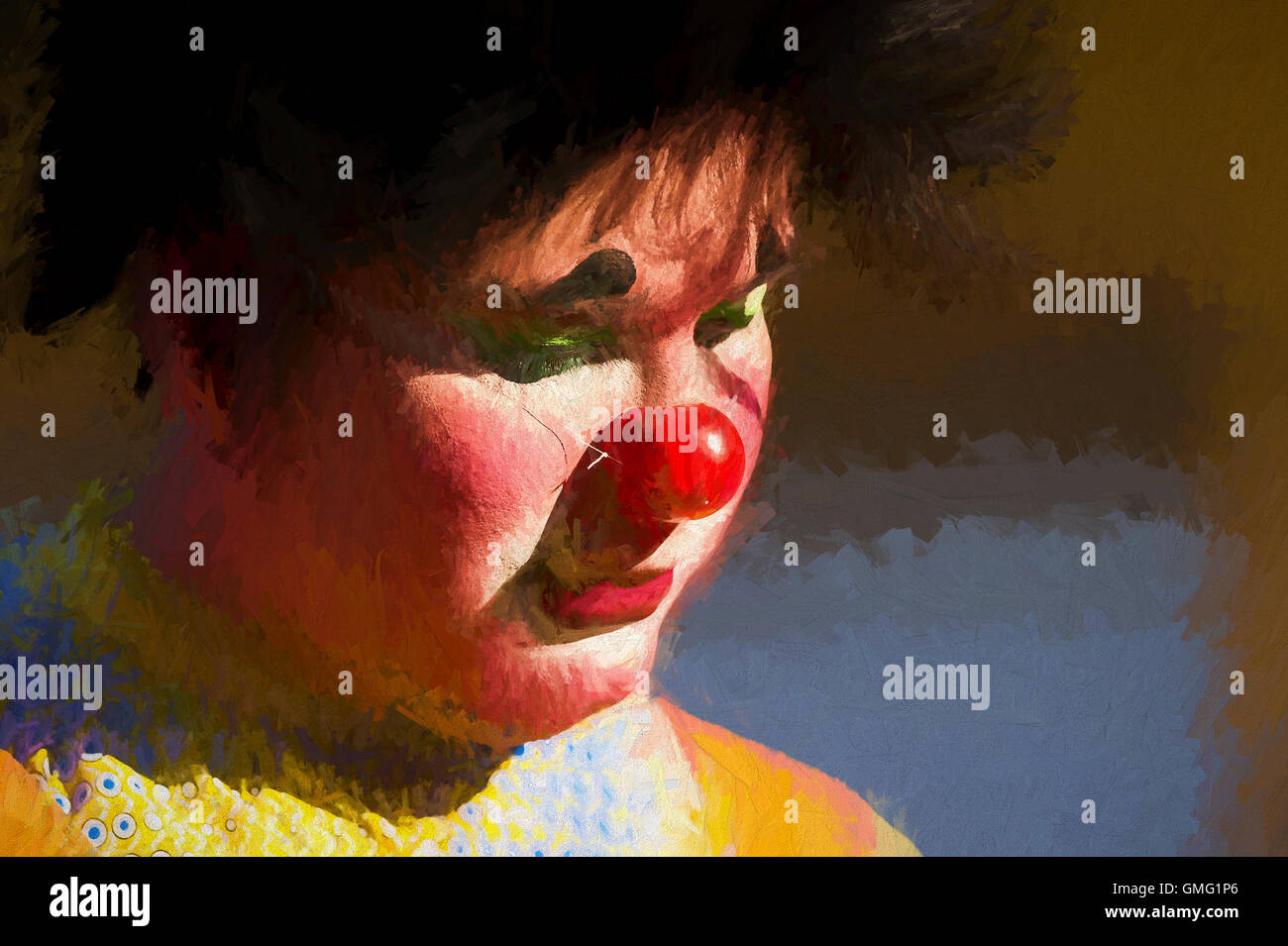 Clown Face Is A Young Man With A Colorful Clown Face And A Bright