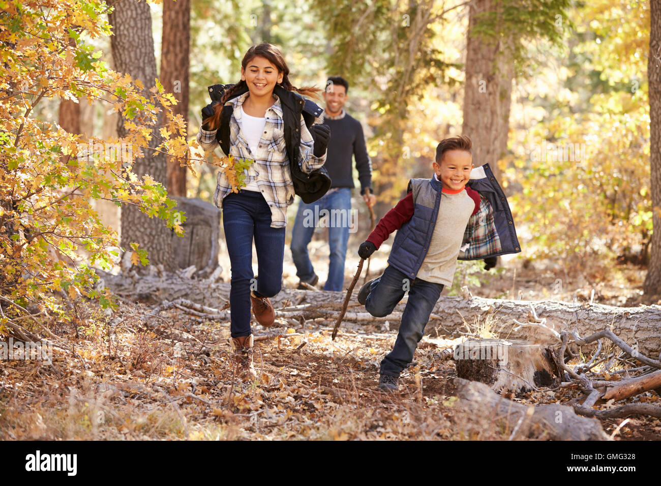 Brother sister running in forest hi-res stock photography and images ...