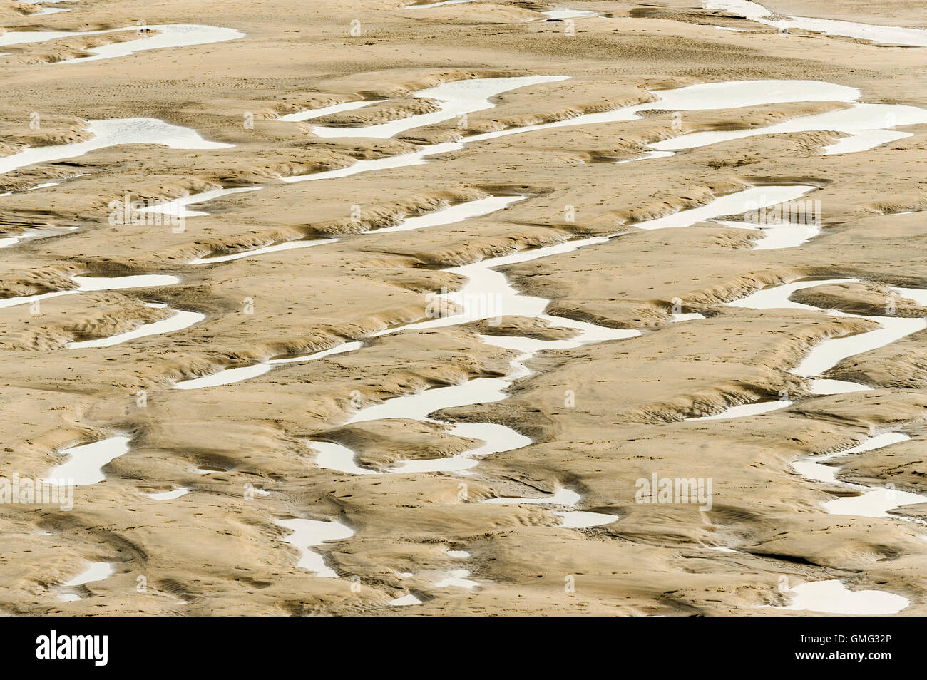 Crantock Beach exposed at low tide. Stock Photo