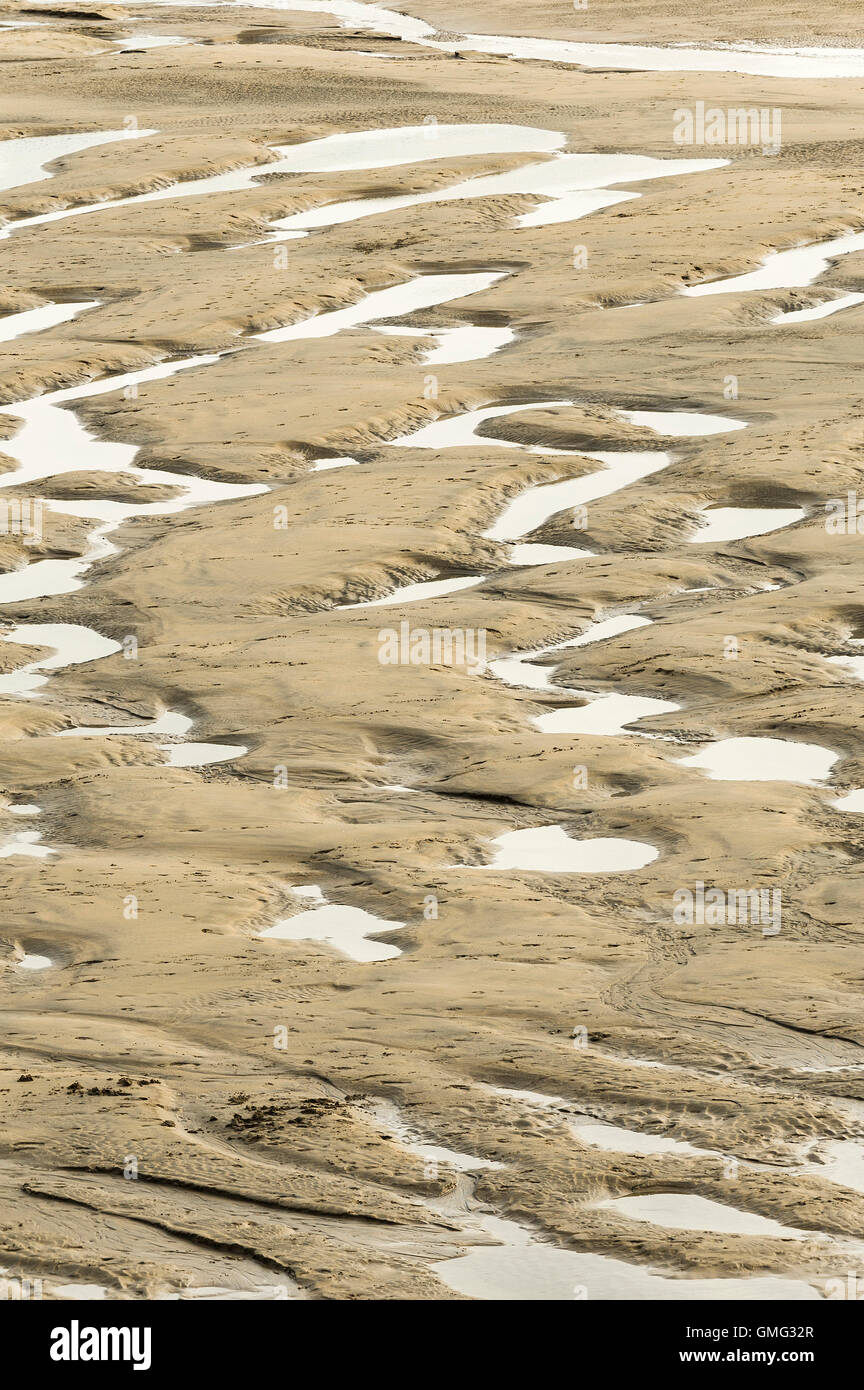 Crantock Beach exposed at low tide. Stock Photo