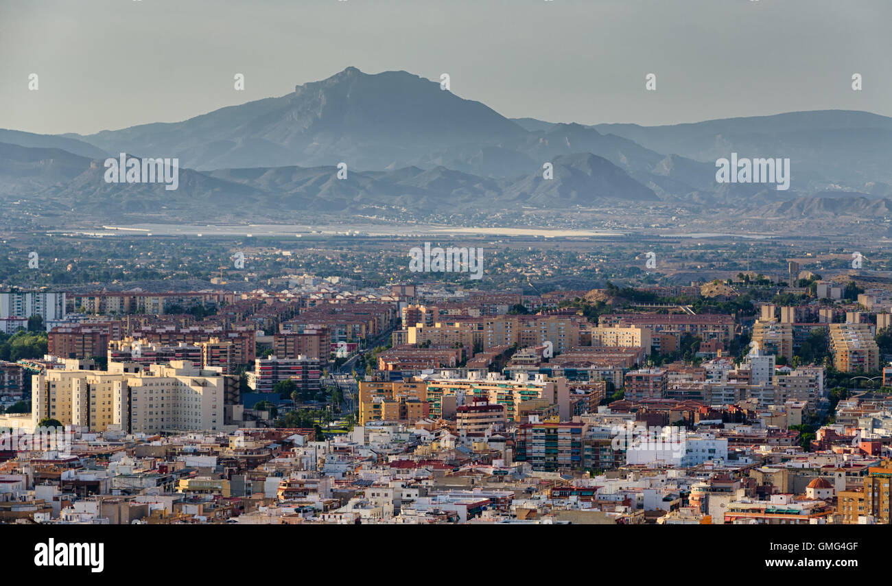 Rocky mountains and city of Alicante, Spain Stock Photo