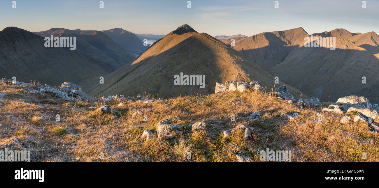 Panoramic view of Buachaille Etive Beag, Scottish Highlands, Scotland Stock Photo