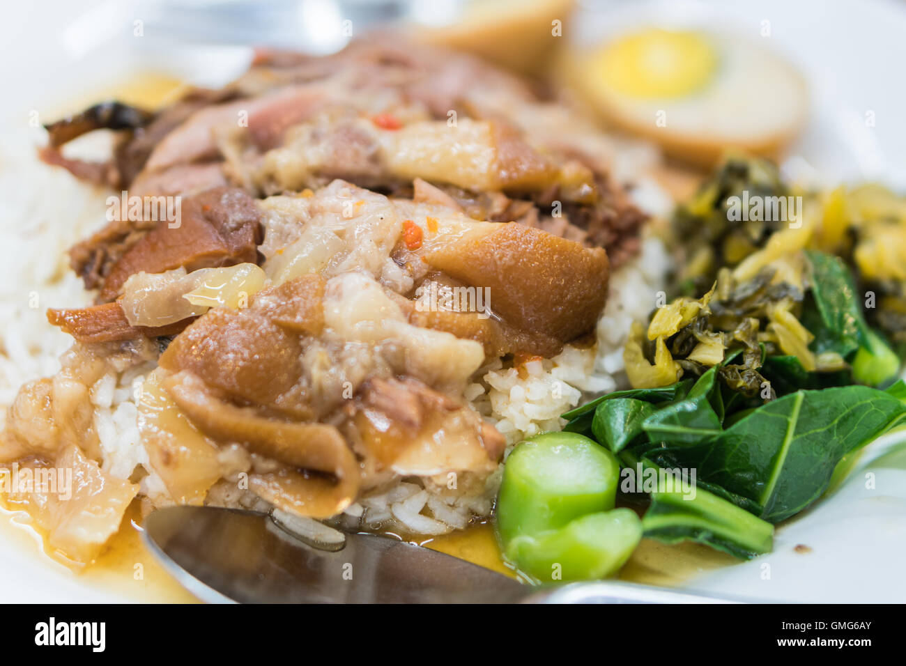 Stewed pork leg on rice,thai food Stock Photo Alamy