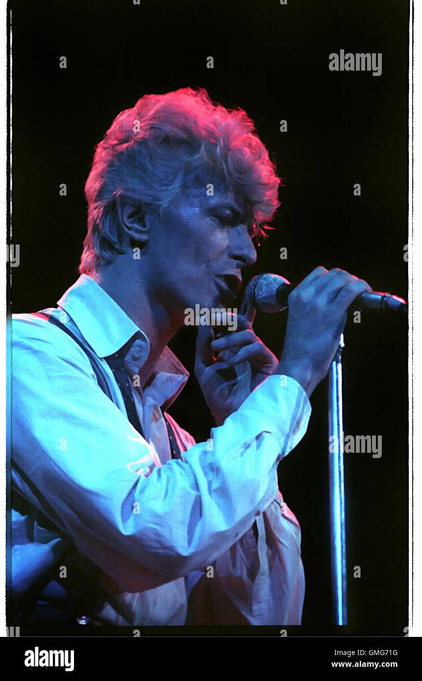 LOS ANGELES, CA : David Bowie performing live on the Serious Moonlight ...