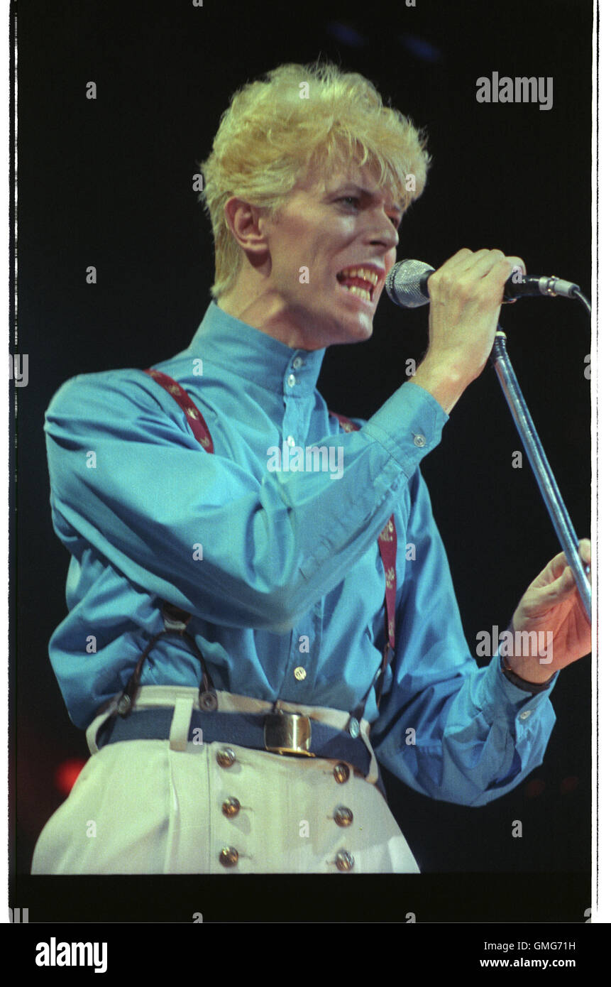 LOS ANGELES, CA : David Bowie performing live on the Serious Moonlight ...