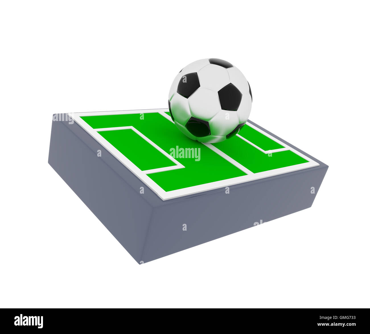 Soccer field with a big soccer ball, 3d rendering Stock Photo Alamy